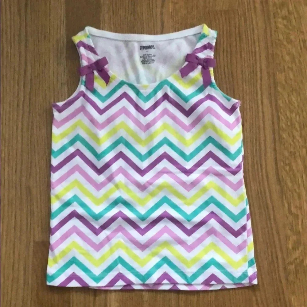 Girls chevron strip sleeveless shirt - size 7